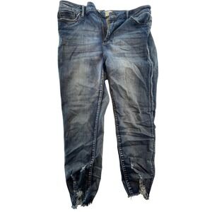 Simple Society‎ Eco Friendly Jeans Women's 13/31 Distressed Hem Denim Blue